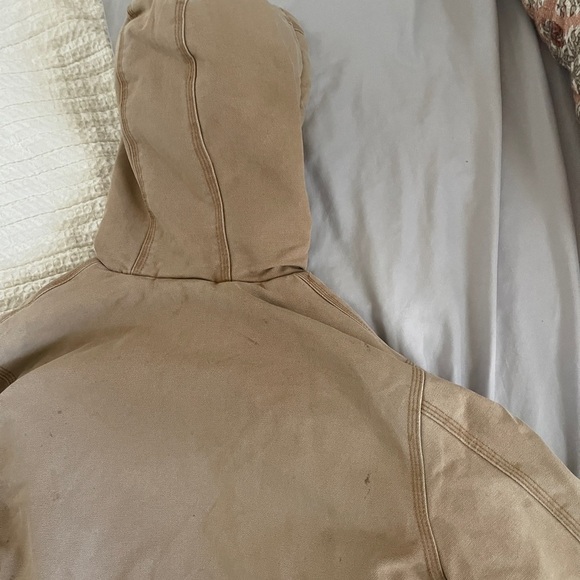 Vintage Carhartt Tan Quilted lining hooded coat jacket size medium 10-12 - Picture 11 of 15